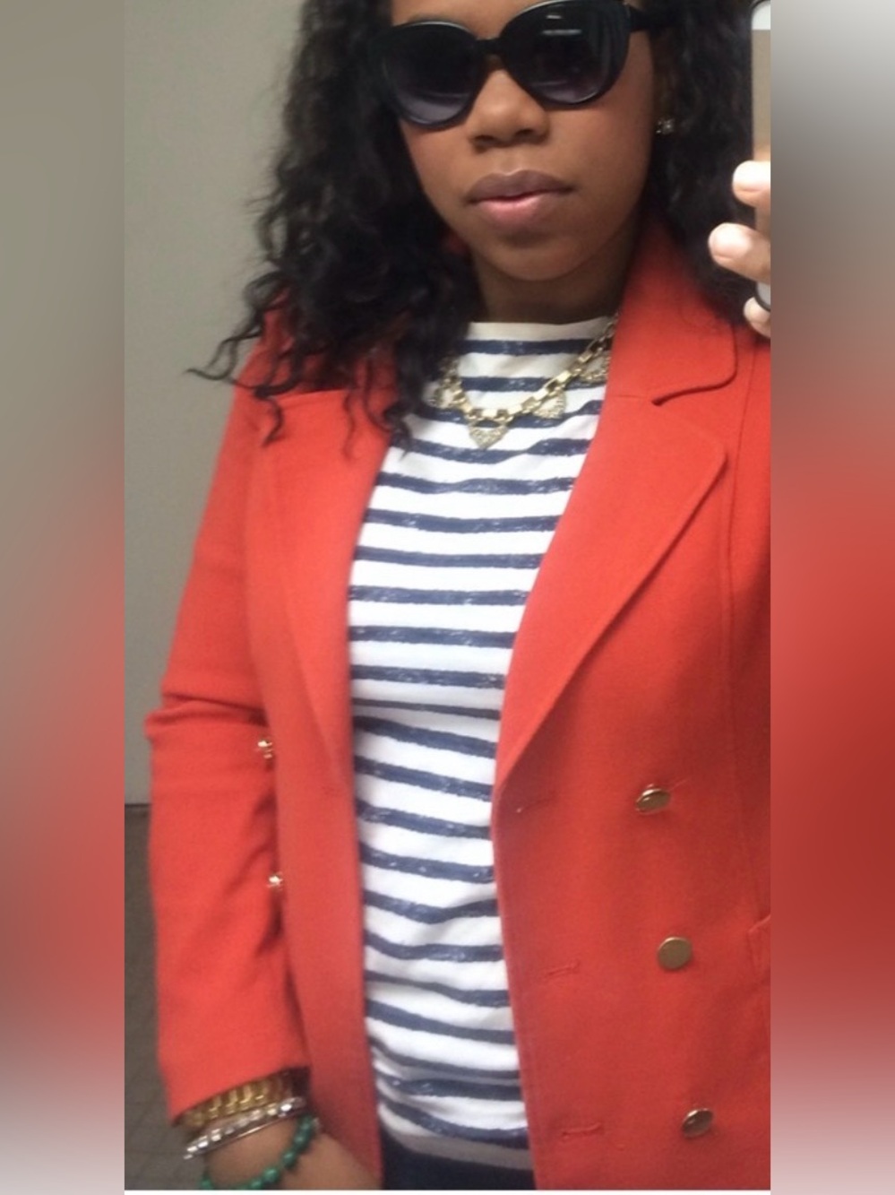 H&M Women's Bright Orange Double-Breasted Blazer